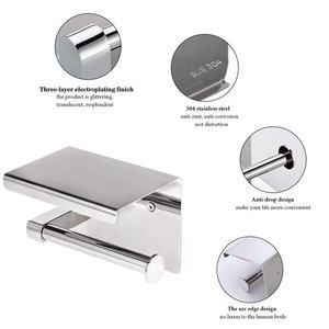 Toallero de papel higiénico multifuncional de montaje en pared de acero inoxidable HF 304 con estante de teléfono para baños de Hotel - Product Image 2