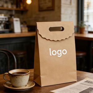 Customizable Kraft Paper Bags with Die-cut Handles for Personalized Designs, Ideal for <b>Packaging</b> Pastries and Handicrafts. - Product Image 2