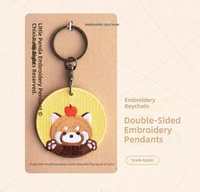 LinWang Custom Double Sided Cartoon Animal Embroidery Alloy Keychain with Electronic Key Finder for Bags & Key Rings