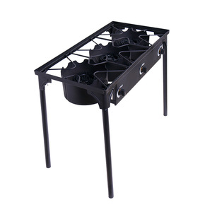 Réchaud à gaz extérieur en fonte Hongkun à trois brûleurs HT003 pour le camping et la restauration familiale - Product Image 1