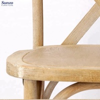 Chaises à dossier croisé en bois massif, style rustique vintage, chaise de bistrot française pour restaurant et événements de banquet