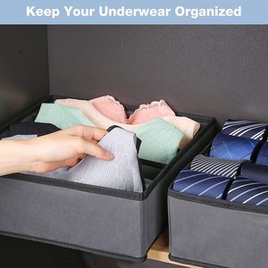 Non Woven Fabric Foldable Grey Chevron Pattern Storage Organize <strong>Underwear</strong> <strong>Organizer</strong> - Product Image 5