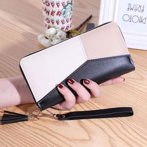Cartera Larga de Cuero con Cremallera para Mujer, Carteras con Patrones Geométricos para Chicas, Carteras con Borlas, Tarjetero Simple, Cartera para Mujer J0091 - Product Image 3