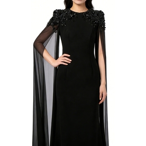 Vestido largo de noche con pedrería en los hombros para mujer, vestido de gala formal, vestidos de noche a la moda - Product Image 1