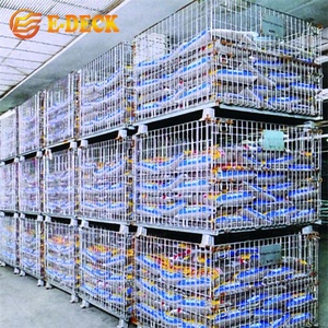 Katlanabilir ağır sanayi istiflenebilir Metal palet dikdörtgen çelik sıcak daldırma galvanizli tel örgü kafesleri - Product Image 5