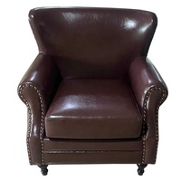 Fauteuil de bar à cigares couleur tabac nordique chaise en cuir de café d'hôtel