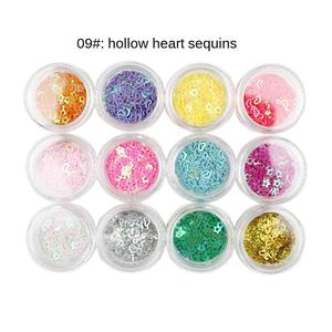 SunelPort Paillettes 3D de Luxe pour Nail Art, Formes Cœur et Étoiles, 12 Couleurs, Film Creux Brillant Rouge Pêche, Maquillage Beauté, Ombre Personnalisable - Product Image 2