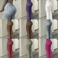Pantalon crayon taille haute uni pour femme avec dentelle et pompons, grande taille 4XL, respirant, logo sur la taille