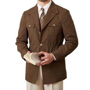 Nuova Giacca Primaverile da <span class=keywords><strong>Uomo</strong></span> in <span class=keywords><strong>Lino</strong></span> Stile Retrò Traspirante di Alta Qualità con Multi-tasche Casual - Product Image 1