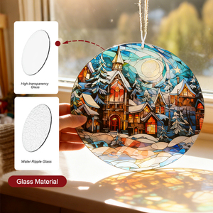Christmas Art Deco Glass Sun Catcher 16cm for Window Garden Home <b>Winter</b> <b>Decor</b> Snowy Night Mother's Day Gifts - Product Image 4