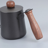 Bouilloire à café en acier inoxydable de 350 ml avec bec verseur, isolation, poignée en bois, pour café filtre