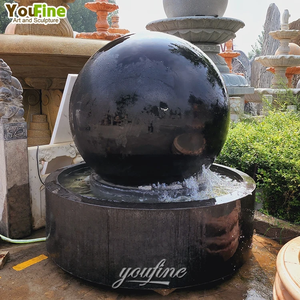 Fontaine globe <span class=keywords><strong>en</strong></span> marbre noir YouFine, carte du monde gravée, grande sphère d'eau extérieure, décoration de jardin de luxe - Product Image 5