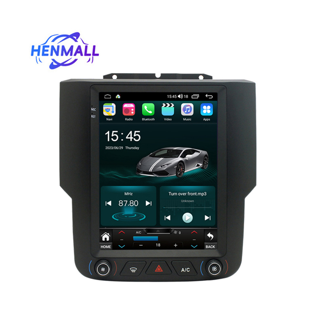 Henmall Car Radio Android Tesla Vertical Screen GPS Navigation Car Stereo Receiver Multimedia Player for Dodge RAM 2013-2018