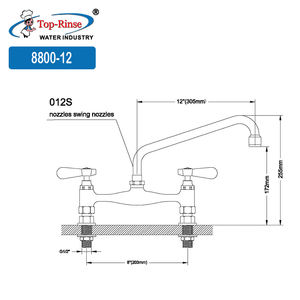 8800 Robinet de table de travail monté sur le pont central de 8 "Robinet <span class=keywords><strong>mitigeur</strong></span> d'évier de cuisine de salle de bain commerciale avec <span class=keywords><strong>bec</strong></span> de 12" - Product Image 2