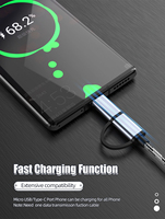 Adaptador USB OTG Tipo C Micro USB a USB, Cable Convertidor 2 en 1 para Auriculares y Android, Cable de Nailon para Impresora