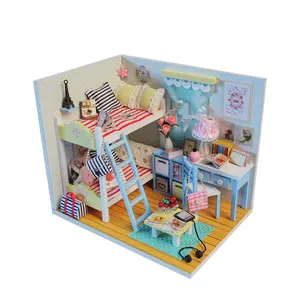 宏达家具木制女孩卧室双人床书桌娃娃屋家具带灯