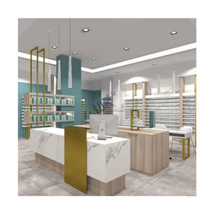 Vitrina de exhibición de diseño de tienda óptica de quiosco de gafas de sol de metal y madera de gama alta personalizada para escaparates - Product Image 2