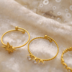 Vendita calda Vintage elegante acciaio inossidabile minimalista stella zircone anello di appannamento libero delle donne feste anello - Product Image 4