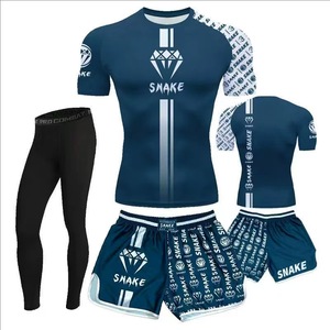 ชุดกีฬา MMA <span class=keywords><strong>มวย</strong></span>ไทย 3 ชิ้น <span class=keywords><strong>เสื้อ</strong></span>รัดกล้ามเนื้อ กางเกงขาสั้น และเสื้อยืด สำหรับผู้ชาย - Product Image 3