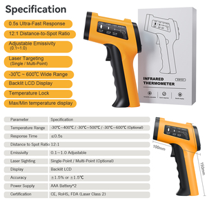 Termómetro infrarrojo digital industrial Pistola Mira láser Multiusos LCD OEM Plástico personalizable para pruebas de temperatura - Product Image 6