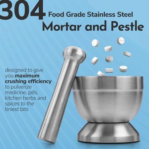 <b>Pill</b> Crusher - 304 Food Grade Stainless Steel Mortar and Pestle Medicine Grinder Set - Non-Slip Splitter - Product Image 3