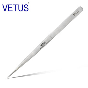 Vetus ST-10 <span class=keywords><strong>11</strong></span> 12 13 14 15 16 17 <span class=keywords><strong>ESD</strong></span> hitam baja tahan karat runcing aman antistatik pinset Vetus Tweezer