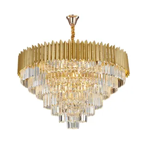 Candelabros de cristal de alta calidad iluminación candelabros de lujo modernos luces colgantes candelabro de boda dorado lámpara colgante para sala de estar