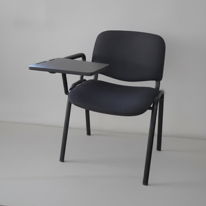 Poltrona in Tessuto Nero con Scrivania Integrata, Materiale PU e Acciaio Inossidabile Resistente per Centri Commerciali, Scuole, Uffici, Ospedali o Aeroporti - Product Image 1