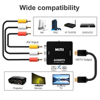 Mini Convertidor AV a HDTV 1080P con Escalador, Kit Completo, Entrada RCA CVBS AV a Salida HDTV, Adaptador con Cables, Certificado CE