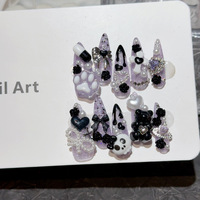 Y2K Heavy Industry Square Stiletto Coffin Punk Metal Diy Uñas postizas hechas a mano Manicura artificial Prensa usable en las uñas