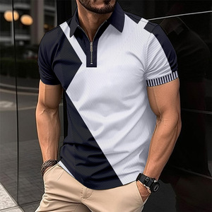 ที่กําหนดเองคุณภาพสูงหน้าจอพิมพ์บุรุษเสื้อ Boxy ผ้าฝ้าย Streetwear วินเทจซิปผู้ชายเสื้อยืดโปโลลําลอง