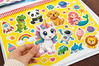 Livre d'autocollants réutilisables personnalisés et imperméables pour enfants, avec feuilles d'activités éducatives en silicone