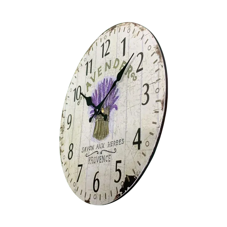 12インチMDFレトロフラワーパターン木製壁掛け時計ダイワンダー