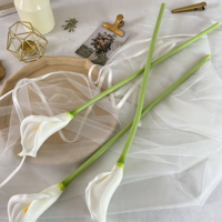 Fleur artificielle en PU Calla Lily, grande branche blanche, décoration florale pour mariage, maison, extérieur, qualité d'exportation en gros
