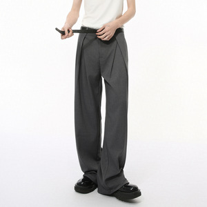 <span class=keywords><strong>Pantaloni</strong></span> eleganti Casual da <span class=keywords><strong>uomo</strong></span> con doppio Design autunnale pieghettato <span class=keywords><strong>pantaloni</strong></span> larghi <span class=keywords><strong>plissettati</strong></span> con Logo in vita - Product Image 2