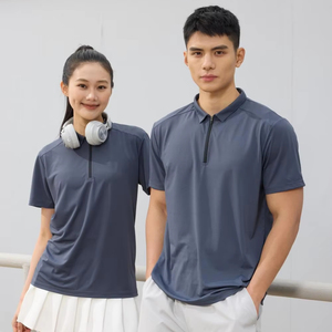 Chemise de golf antimicrobienne pour homme, respirante, tissée, à manches courtes, imprimée, motif uni, séchage rapide 5A, coton mercerisé - Product Image 1