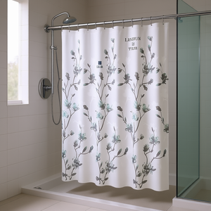 Cortina de Ducha con Diseño Floral Estampado, Estilo Moderno, Decoración para Baño, Marca Lrndjun - Product Image 2