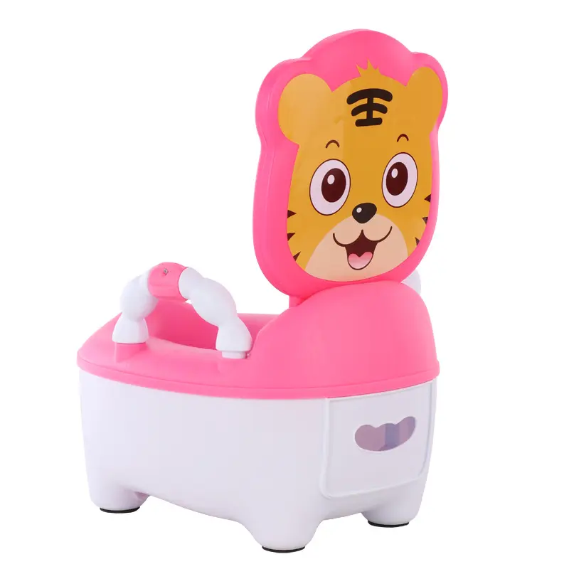 2024 Cartoon Baby Toilet 2-In-1 High Backrest Spinal Protection Flip Cover Design With Detachable Children's Toilet Training