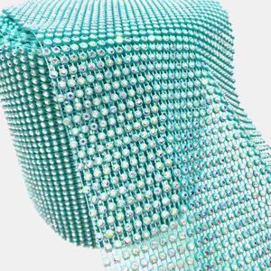 S265 bleu couleur <span class=keywords><strong>diamant</strong></span> cristal maille tissu coupe Stretch élastique strass filet maille pour vêtement et chaussures accessoires - Product Image 4