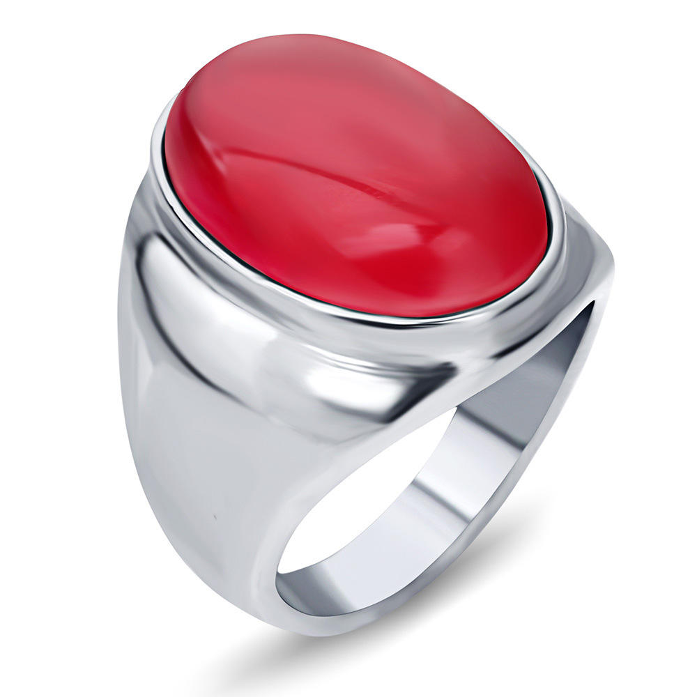 Titanium Ruby Red Signet Ring For Men Customizable Odm