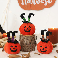 Peluche Citrouille Personnalisée pour Halloween, en Tissu Court Doux, Rembourrage Coton PP, Broderie Faciale Personnalisée