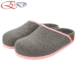 Nouvelles pantoufles en feutre mélangé de laine pour femmes, avec bord contrasté, à enfiler, bout fermé, semelle EVA, chaudes, pour l'automne et l'hiver. - Product Image 1