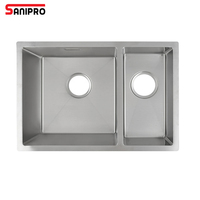 SANIPRO Moderne Haute Qualité À La Main Double Bol Portable Ferme En Acier Inoxydable Blanchisserie Éviers De Cuisine