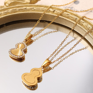 Collier pendentif gourde avec chaîne en or zirconium pour femme, chaîne de clavicule, usage quotidien - Product Image 2