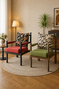 Fauteuil en bois massif antique de fabrication ISO 9001 avec coussin capitonné pour salon, chambre à coucher et salle de séjour - Product Image 1