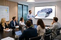 Tableau blanc interactif LED 4K de 75 pouces avec 40 points tactiles, support et caméra 48MP pour usage bureautique/éducatif