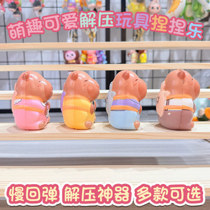 ของเล่นบีบตุ๊กตาคาปิบาร่าเป่าลม PU บรรเทาความเครียด รูปสัตว์ สำหรับเด็กอายุ 8-13 ปี ของเล่นสำหรับเด็กผู้ชายและเด็กผู้หญิง - Product Image 2