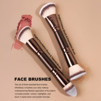 Lot de 16 pinceaux de maquillage professionnels double embout avec éponges et houppettes, poils synthétiques, manches métalliques, sac cadeau de luxe personnalisé