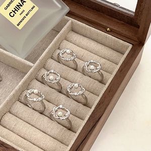 S925 Sterling Silver C Shaped <b>Ring</b> Women Retro Pearl Texture <b>Open</b> <b>Ring</b> Hip Hop Index Finger <b>Ring</b> Trendy Jewelry Gift - Product Image 1