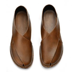 Men's Sandals Outdoor Walking Hiking <b>Beach</b> <b>Shoes</b> Sport Flats Leather Slip on Low-top Summer Breathable Covered Toe Closed Toe - Product Image 5